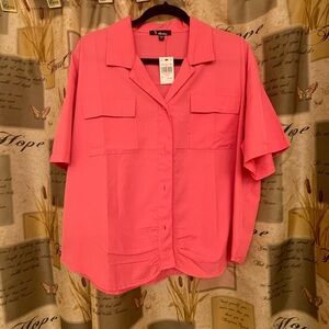 NWT Pink Button Up Blouse With Two Pockets